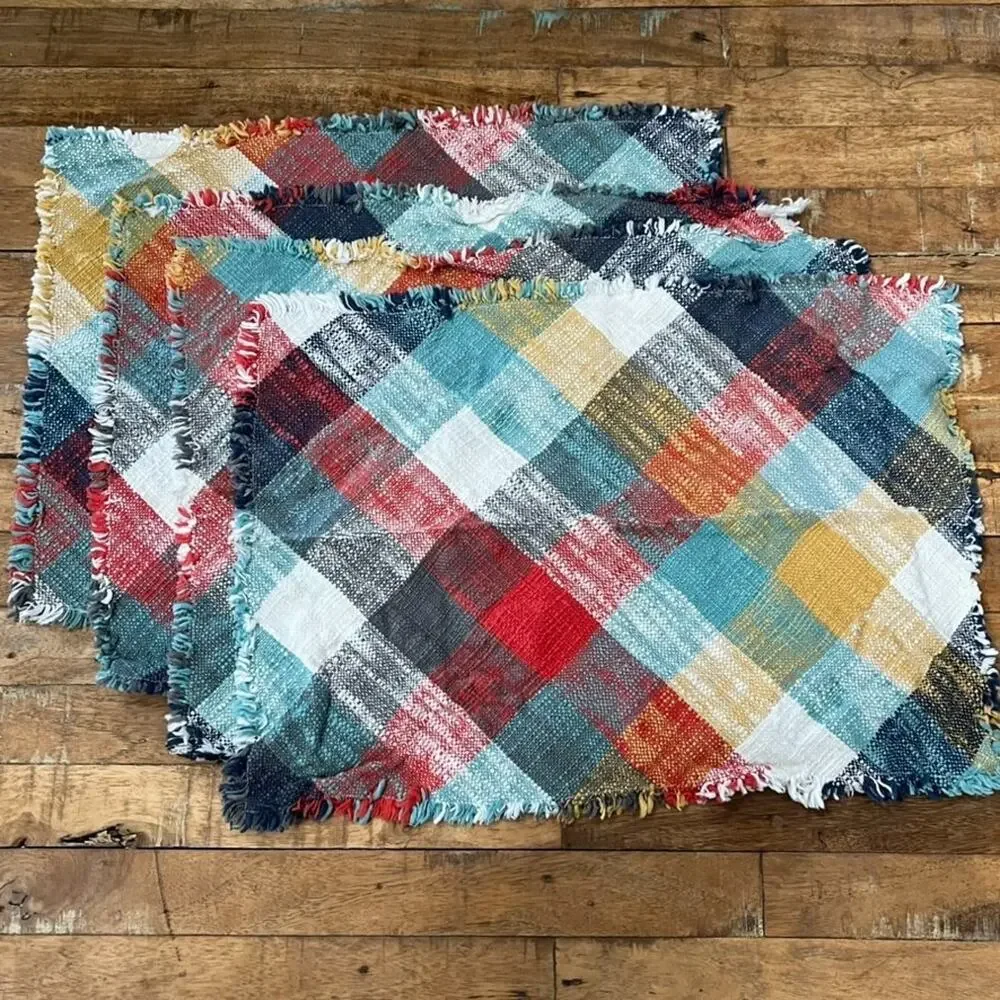 Threshold Cotton Multi-Color Woven Plaid Placemats 18